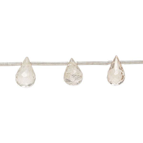 Champagne quartz 1pkg14, hand-cut top-drilled faceted briolette bead 8x5mm-10x6mm image number 0