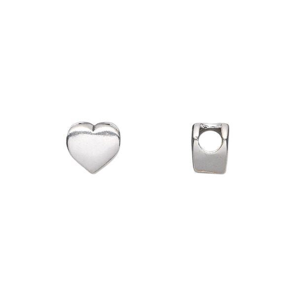 Bead, sterling silver, 7.5x7mm blank alphabet heart. Sold individually. image number 0