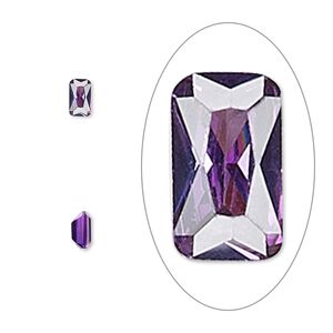 Gem, cubic zirconia, amethyst purple, 5x3mm faceted emerald-cut, Mohs hardness 8-1/2. Sold per pkg of 5.