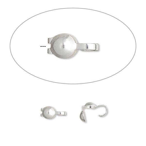Bead tip, gunmetal-plated brass, 8x3.5mm bottom clamp-on with 0.029-inch hole. Sold per pkg of 100. image number 0