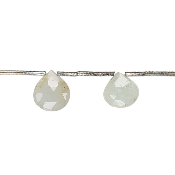 Aquamarine 1pkg11, hand-cut top-drilled faceted puffed teardrop bead 8x7mm-10x9mm image number 0