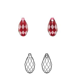 Briolette 2pk scarlet, Crystal Passions® 11x5.5mm pendant drop 6010