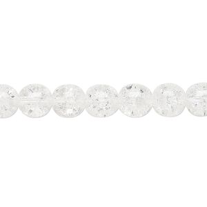 Bead, Czech crackle glass druk, clear, 8mm round. Sold per 15-1/2" to 16" strand, approximately 50 beads.