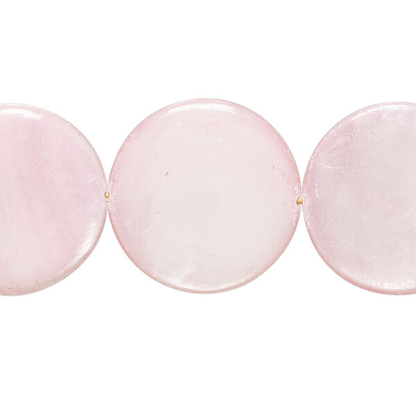 Mother-of-pearl shell 1pkg1, puffed flat round bead 15 inch pale pink 19-20mm image number 0