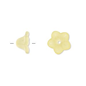 Component, acrylic, translucent frosted yellow, 11x7mm flower. Sold per pkg of 100.