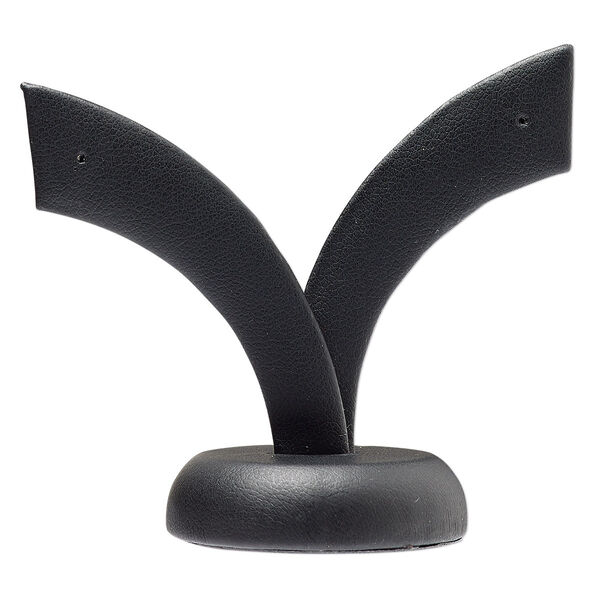 Display, earring, leatherette, black, 2-1/2 x 2-5/8 x 1-1/2 inches. Sold individually. image number 0