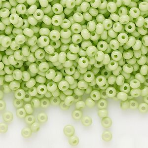 Seed bead, Preciosa Ornela Czech glass, pkg/50g, #11 rocaille, opaque pale green, (53410).