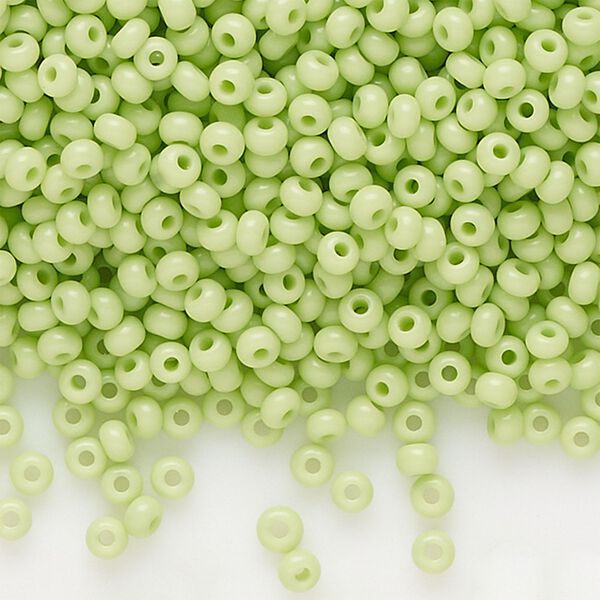 Seed bead, Preciosa Ornela Czech glass, pkg/50g, #11 rocaille, opaque pale green, (53410). image number 0
