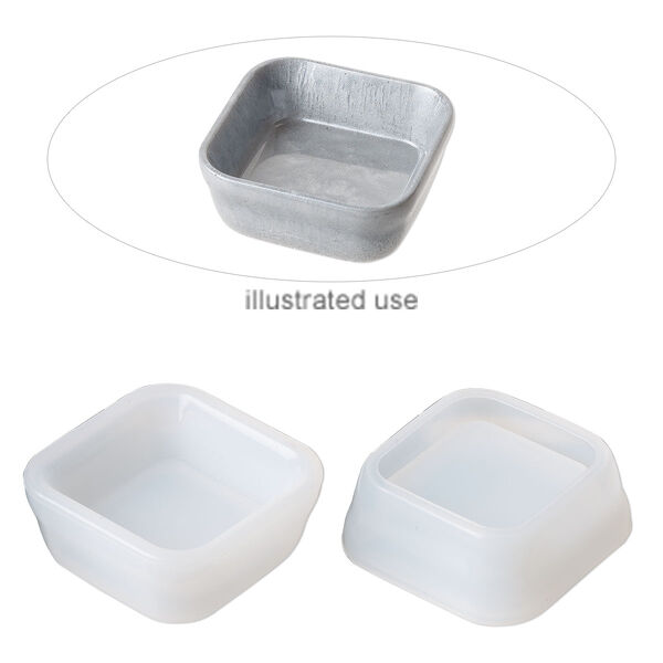 Mold, silicone, white, 2-1/2 x 2-1/2 x 1-inch square tray. Sold individually. image number 0
