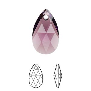 Drop 1pk amethyst, Crystal Passions® 22x13mm pendant pear 6106