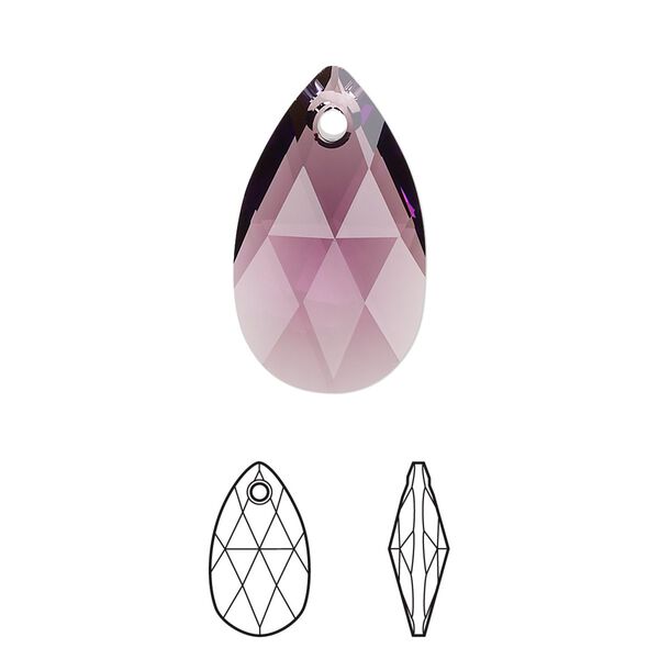 Drop 1pk amethyst, Crystal Passions® 22x13mm pendant pear 6106 image number 0