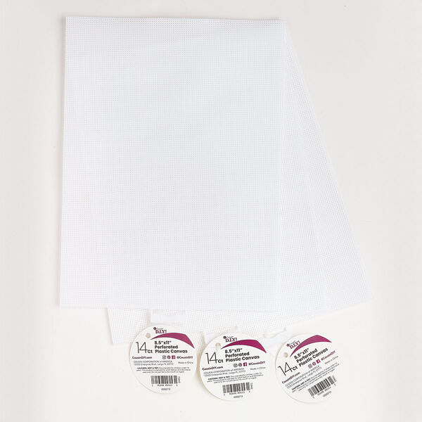 Canvas plastic, 3pk 11x8.5 inch perforated rectangle, opaque white image number 0
