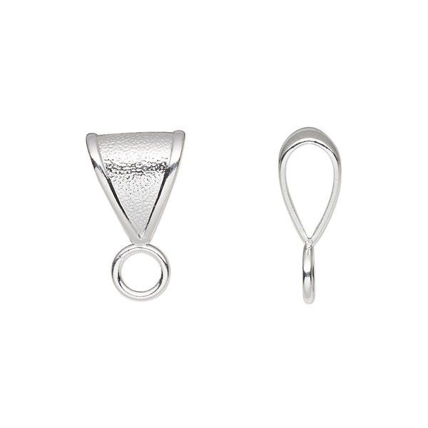 Bail, silver-plated brass, 12x10mm double-sided textured with loop. Sold per pkg of 6. image number 0