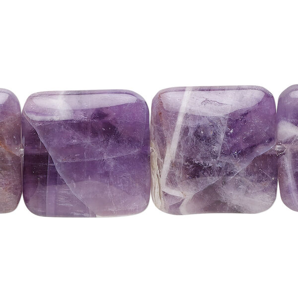 Bead, banded amethyst (natural), 20x20mm square, B grade, Mohs hardness 7. Sold per 15-1/2" to 16" strand. image number 0