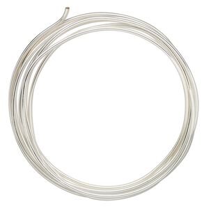 Wire, ParaWire™, silver-plated copper, round, 12 gauge. Sold per 5-foot section.