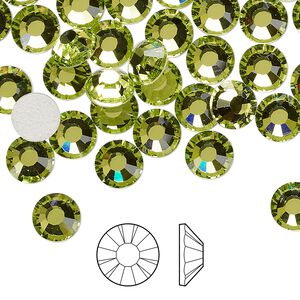 Flat back 144pk limecicle foil back, Preciosa MAXIMA Czech crystal hotfix rhinestone 7.069-7.272mm chaton rose round SS34