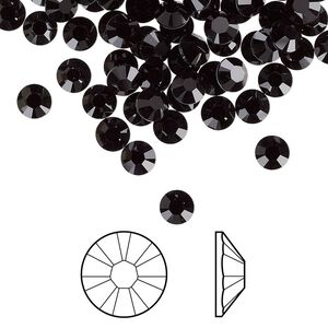 Flat back 1440pk jet foil back, Swarovski® hotfix 4.6-4.8mm rose round SS20 2078HF