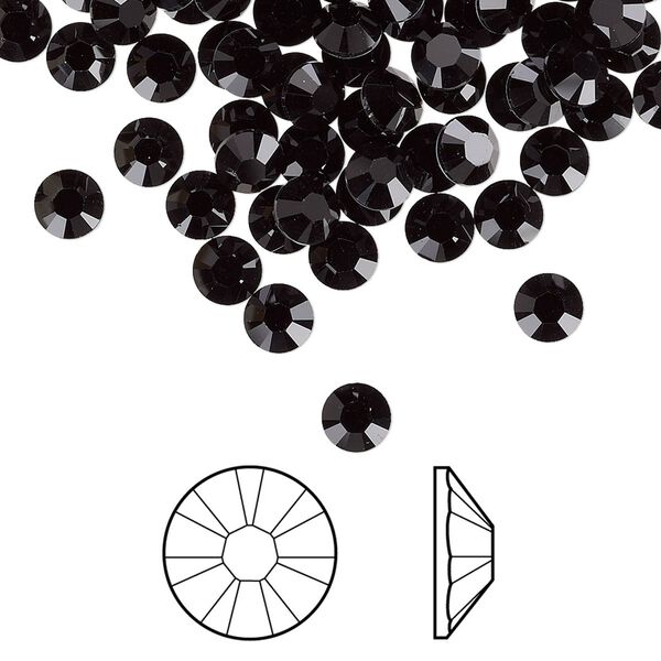Flat back 1440pk jet foil back, Swarovski® hotfix 4.6-4.8mm rose round SS20 2078HF image number 0