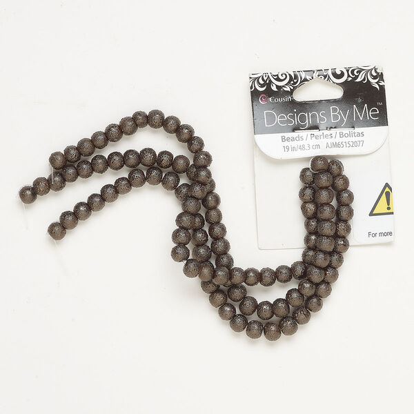 Bead, acrylic, pkg/19 inches, bronze, 6x5mm-7x6mm textured rondelle. image number 0