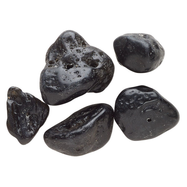 Focal mix, tektite (waxed), medium to extra-large nugget, Mohs hardness 5 to 5-1/2. Sold per pkg of 5. image number 0