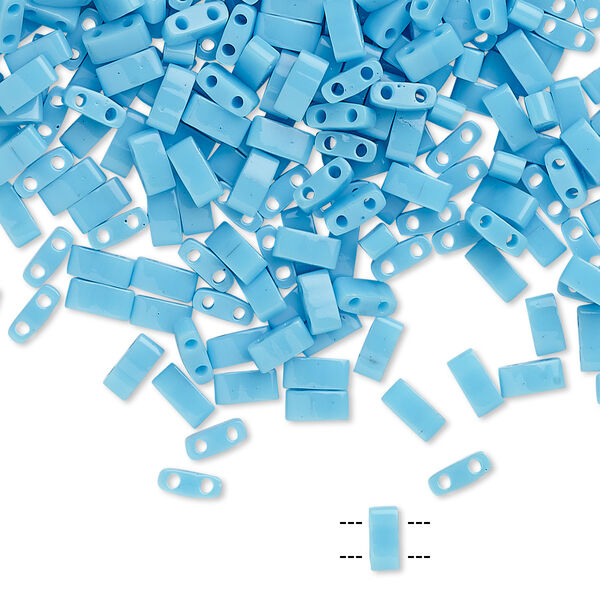Seed bead, TILA®, glass, pkg/250g, 5x2.3mm half tila rectangle, opaque robin's egg blue, (HTL-413). image number 0