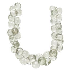 Green quartz 1pkg1, hand-cut top-drilled micro-faceted teardrop bead 8 inch graduated 10x9mm-14x12mm