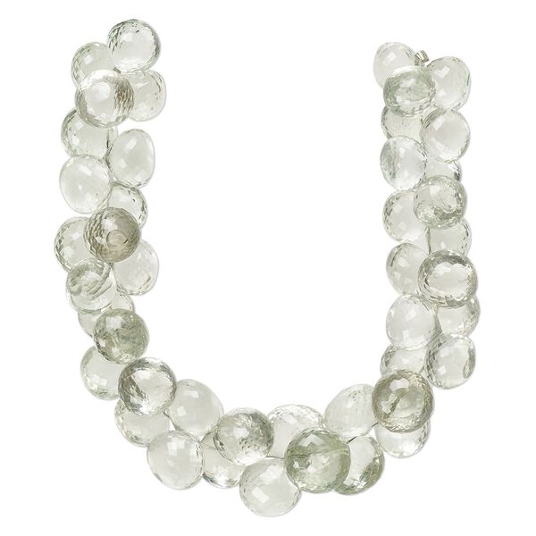 Green quartz 1pkg1, hand-cut top-drilled micro-faceted teardrop bead 8 inch graduated 10x9mm-14x12mm image number 0