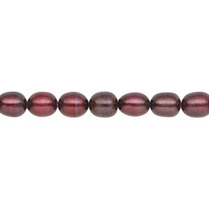 Pearl, cultured freshwater (dyed), black cherry, 5-6mm rice, C grade, Mohs hardness 2-1/2 to 4. Sold per 16-inch strand.