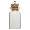 Component, glass / cork / nickel-finished steel, clear, 40x22mm bottle with stopper and screw eye. Sold per pkg of 10. image number 1