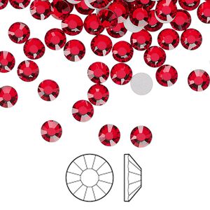 Flat back 144pk light Siam foil back, Preciosa Viva 12® Czech crystal rhinestone 4.6-4.8mm chaton rose round SS20