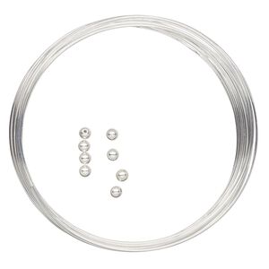 Memory wire, Beadalon®, silver-plated carbon steel, 2-1/4-inch round bracelet, 0.65mm thick with 3mm end caps. Sold per 9-piece set, approximately 12 loops.