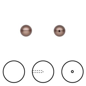 Pearl 1pkg4 velvet brown, Crystal Passions® 6mm half-drilled round 5818