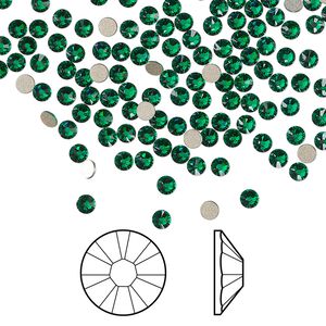 Flat back 1440pk majestic green foil back, Swarovski® 2.5-2.7mm rose round SS9 2058