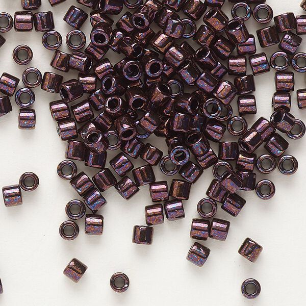 Seed bead, Delica®, glass, pkg/250g, #8 round, opaque metallic dark raspberry (DBL-0012). image number 0