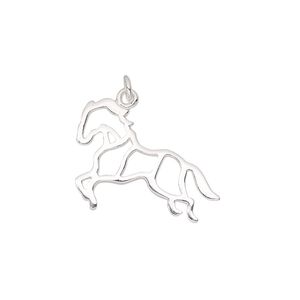 Charm, sterling silver, 23x17mm two-sided open horse. Sold individually.