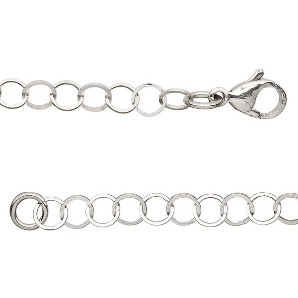 Chain, stainless steel, 5mm flat round cable, 30 inches with lobster claw clasp. Sold individually. image number 0