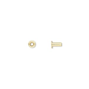 Eyelet, brass, 5x3.5mm with 4.5x1.9mm tube and 1.4mm inside diameter, fits 2mm hole. Sold per pkg of 100.