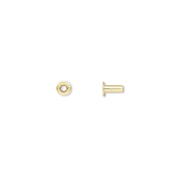 Eyelet, brass, 5x3.5mm with 4.5x1.9mm tube and 1.4mm inside diameter, fits 2mm hole. Sold per pkg of 100. image number 0