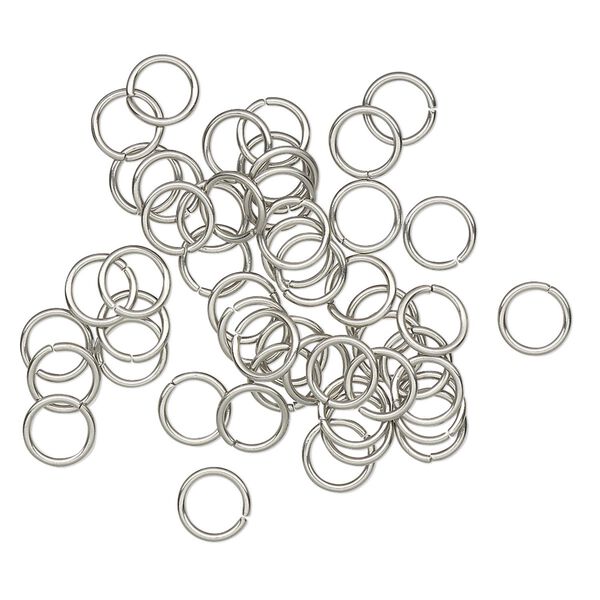 Jump ring, stainless steel, 5.5mm round, 4.1mm inside diameter, 22 gauge. Sold per pkg of 50. image number 0