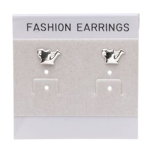 Earring card, flocked plastic, grey and black, 2x2-inch square with "FASHION EARRINGS." Sold per pkg of 25.