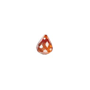 Bead, cubic zirconia, orange, 10x8mm top-drilled faceted teardrop, Mohs hardness 8-1/2. Sold per pkg of 2.