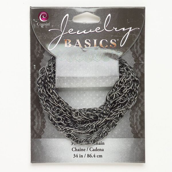 Chain steel 1pk 4.8mm triple rope, gunmetal finish 34 inch image number 0