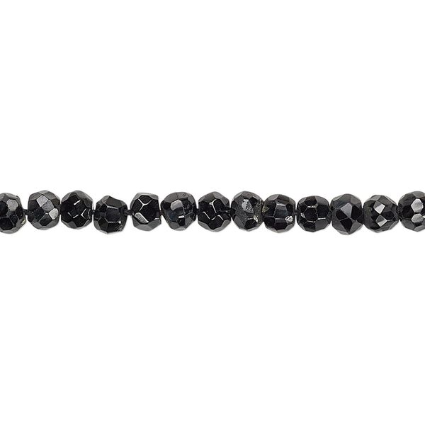 Black spinel 1pkg1, hand-cut faceted rondelle bead natural 13 inch 4x3mm-4x4mm image number 0