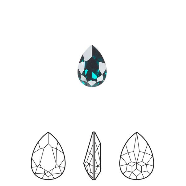 Fancy stone 144pk emerald foil back, Swarovski® 10x7mm pear 4320 image number 0
