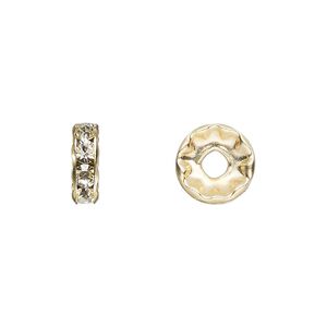 Bead 144pk crystal gold plate, Preciosa Czech crystal 10x3.5mm rondelle