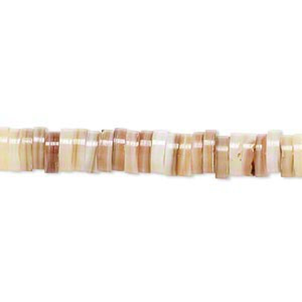 Bead, pearl shell (natural), 6x2mm heishi, Mohs hardness 3-1/2. Sold per 15-1/2" to 16" strand. image number 0