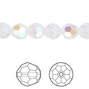Bead 12pk white opal shimmer, Crystal Passions® 8mm round 5000