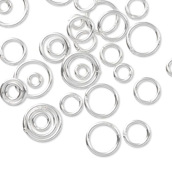 Jump ring mix, sterling silver-filled, 4-10mm soldered round, 1.9-8mm inside diameter, 18 gauge. Sold per 5-gram pkg, approximately 30-35 jump rings. image number 0