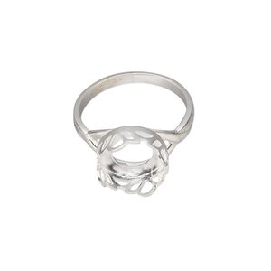 Ring, sterling silver, 11mm round with 10mm round cabochon bezel setting, size 7. Sold individually.