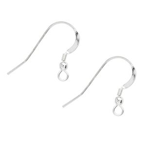 Ear wire fishhook 1pkg10 sterling silver, 18mm flat / 2.5mm ball / 2.5mm coil / open loop, 22 gauge 5 pair